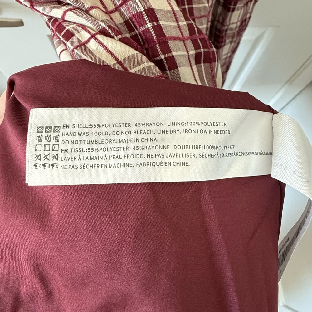 NWT En Saison Burgundy Plaid Midi Dress - Picture 8 of 8